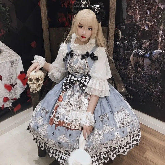 Japanese Gothic Lolita Dress for Girls – Vintage Dark Funeral Lolita JSK Sleeveless Punk Suspender Dress