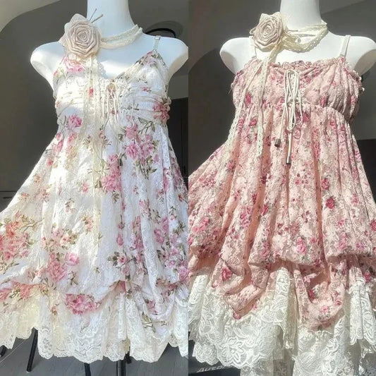 2000s Gothic Vintage Mini Dress – Sleeveless Strap Lace Party Dress for Women