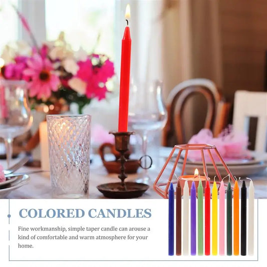 12pcs 16cm Colored Candles – Unscented Ritual, Spell & Vigil Dinner Candles