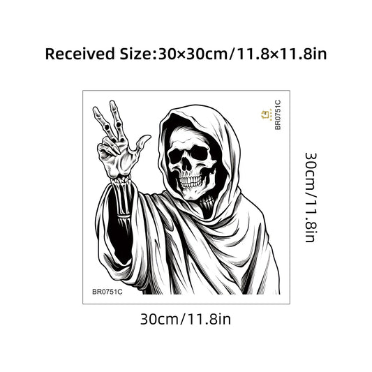 1Pc Black Cape Skull Pattern Wall Decal