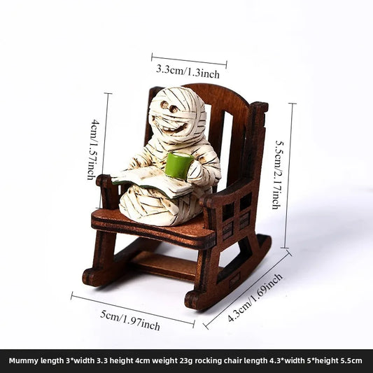 1PCS Halloween Witch Resin Craft Decor – Rocking Chair Party Ornament for Home & Desktop